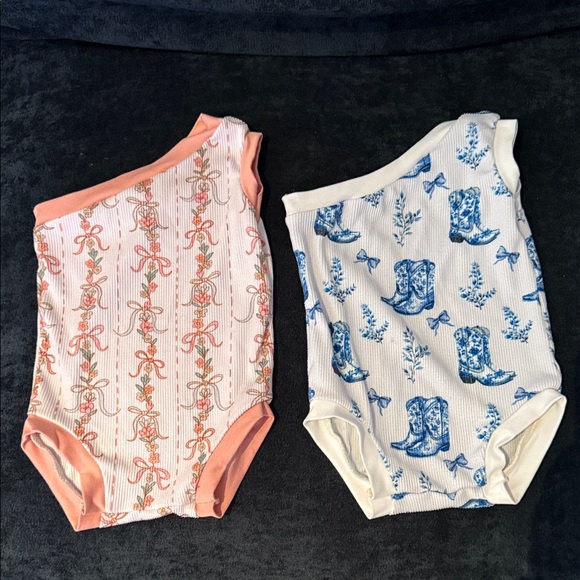 etsy Other - One shoulder - Charming Floral and Boot Print Kids Bodysuits